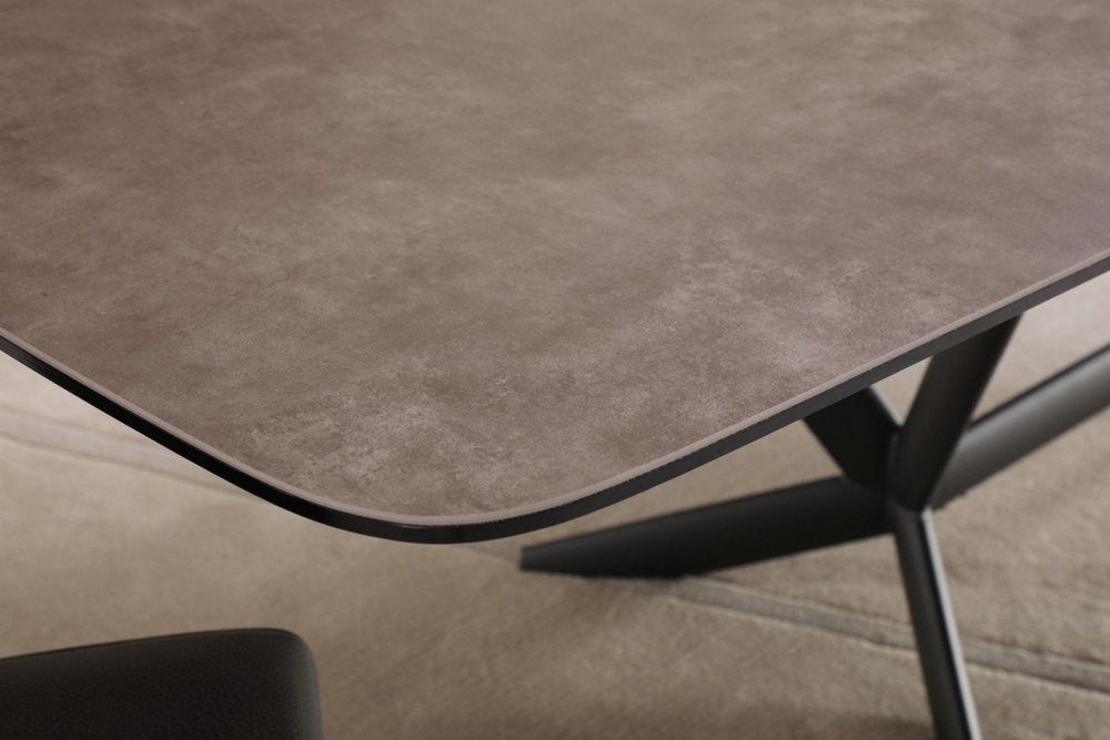 118" Gray And Black Ceramic And Metal Trestle Base Dining Table HomeRoots