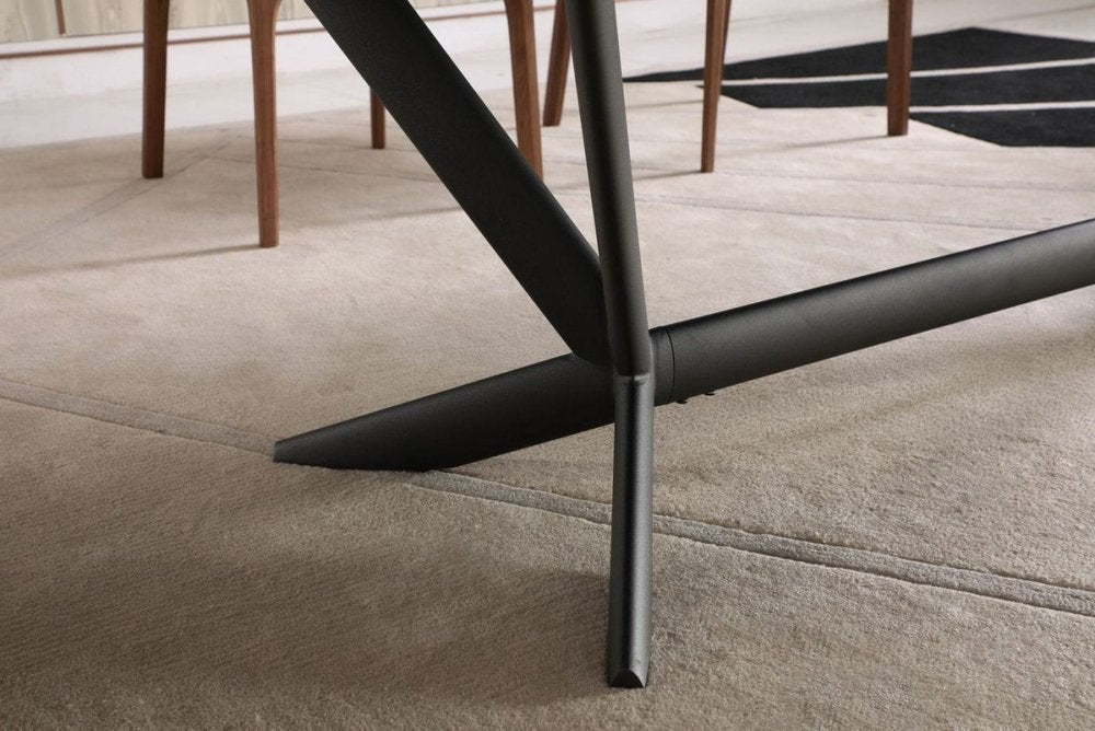118" Gray And Black Ceramic And Metal Trestle Base Dining Table HomeRoots