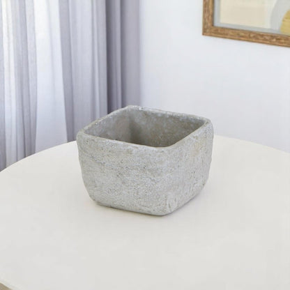 Gray Cement 6 Ounce Crackle Square Distressed Pot Planter HomeRoots