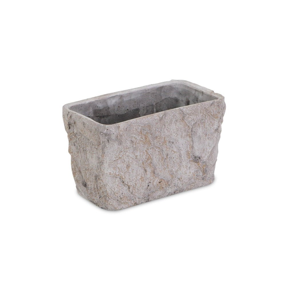 9" Gray Speckle Glaze Cement Indoor Outdoor Rectangular Pot Planter HomeRoots