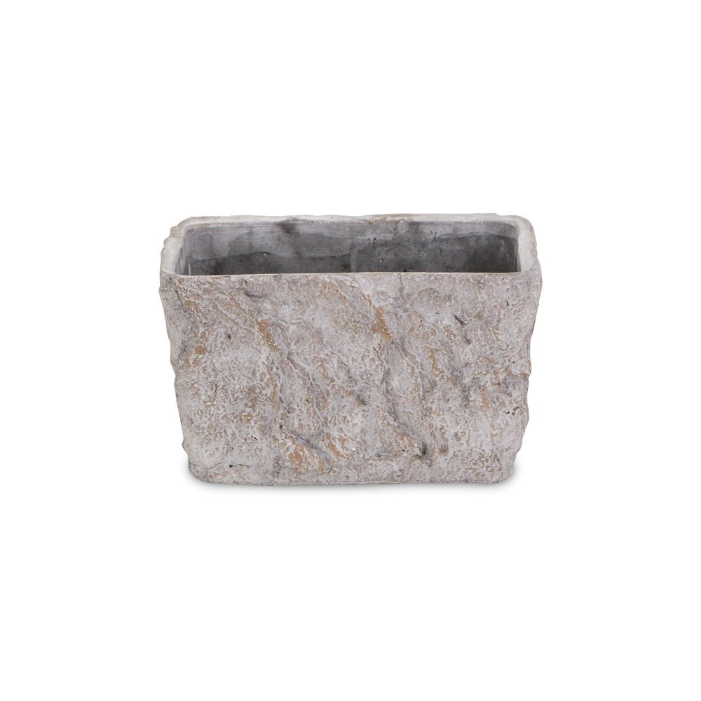 9" Gray Speckle Glaze Cement Indoor Outdoor Rectangular Pot Planter HomeRoots