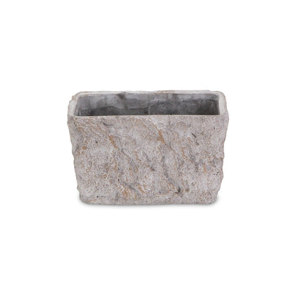 9" Gray Speckle Glaze Cement Indoor Outdoor Rectangular Pot Planter HomeRoots