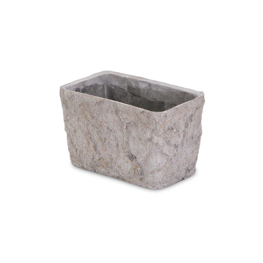 9" Gray Speckle Glaze Cement Indoor Outdoor Rectangular Pot Planter HomeRoots