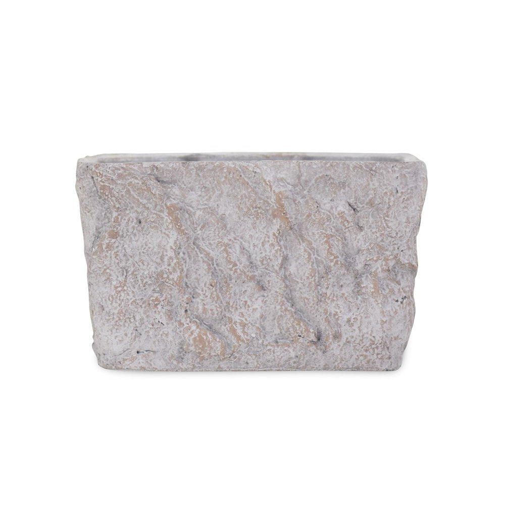 9" Gray Speckle Glaze Cement Indoor Outdoor Rectangular Pot Planter HomeRoots