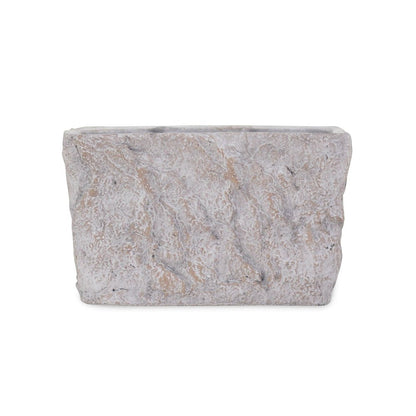 9" Gray Speckle Glaze Cement Indoor Outdoor Rectangular Pot Planter HomeRoots