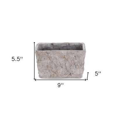 9" Gray Speckle Glaze Cement Indoor Outdoor Rectangular Pot Planter