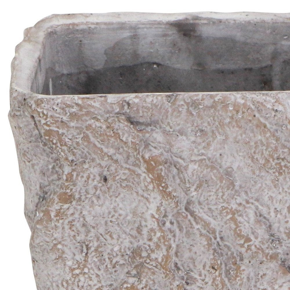 9" Gray Speckle Glaze Cement Indoor Outdoor Rectangular Pot Planter — view 6