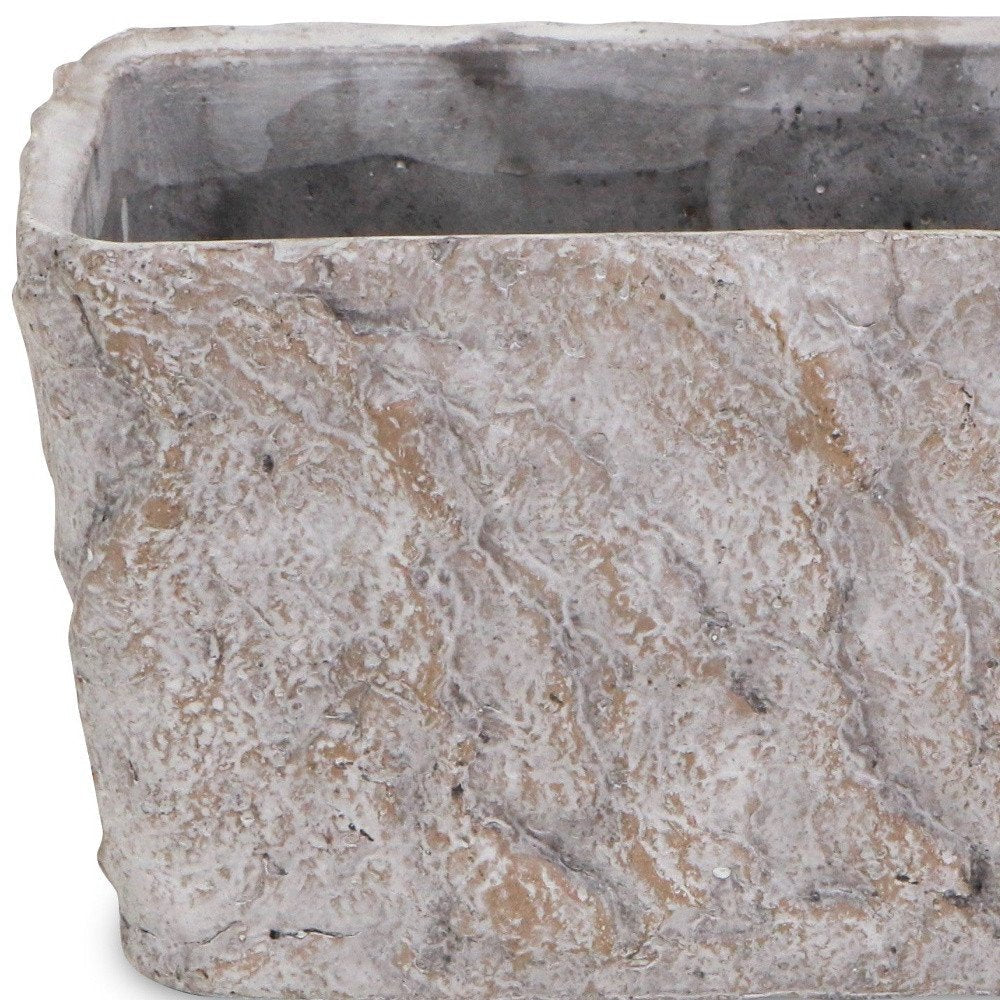 9" Gray Speckle Glaze Cement Indoor Outdoor Rectangular Pot Planter HomeRoots