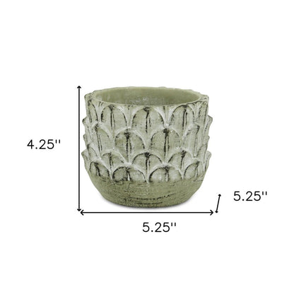 Black And Gray Cement 49 Ounce Leaf Round Distressed Pot Planter HomeRoots