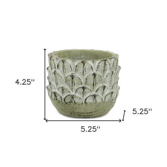 Black And Gray Cement 49 Ounce Leaf Round Distressed Pot Planter HomeRoots