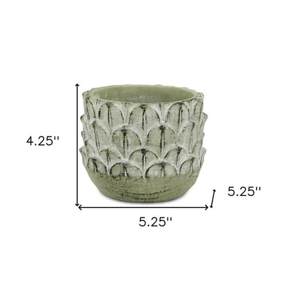 Black And Gray Cement 49 Ounce Leaf Round Distressed Pot Planter HomeRoots