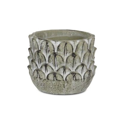 Black And Gray Cement 49 Ounce Leaf Round Distressed Pot Planter HomeRoots