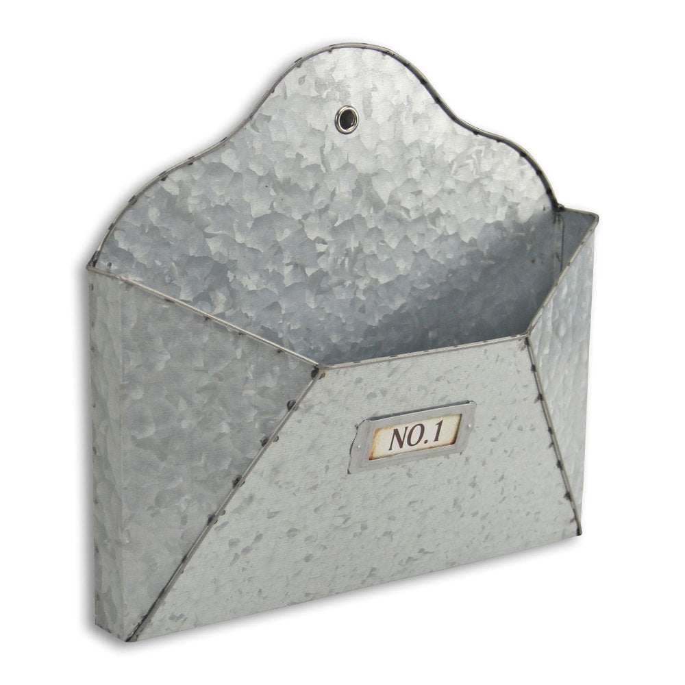 12" Gray Galvanized Metal Paper Organizer HomeRoots