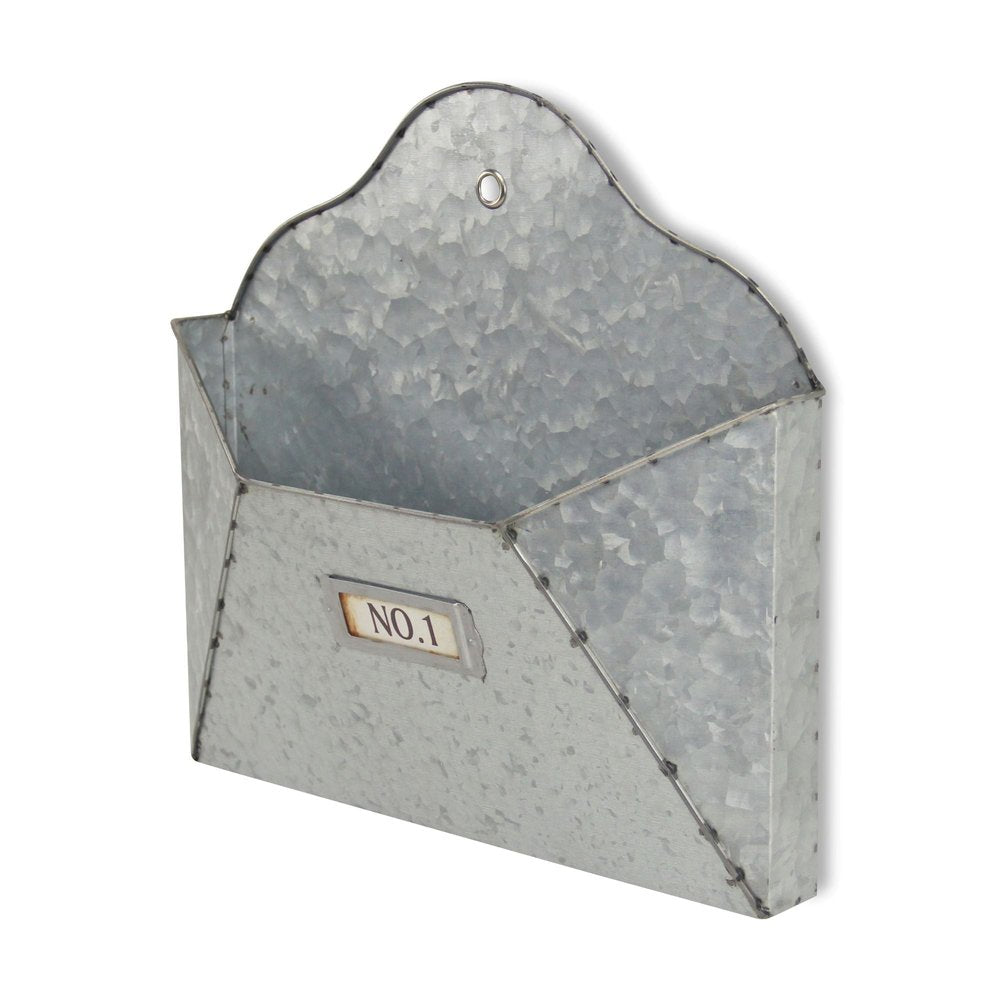 12" Gray Galvanized Metal Paper Organizer HomeRoots