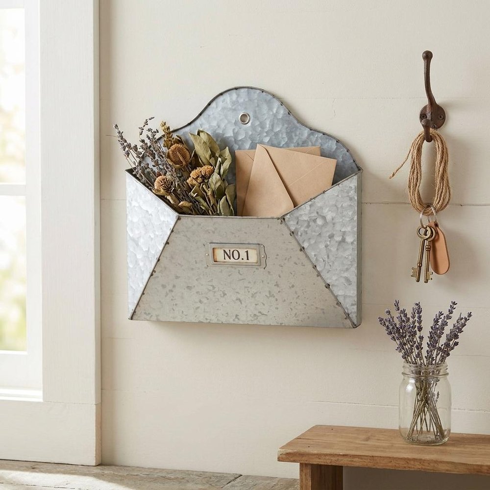 12" Gray Galvanized Metal Paper Organizer HomeRoots