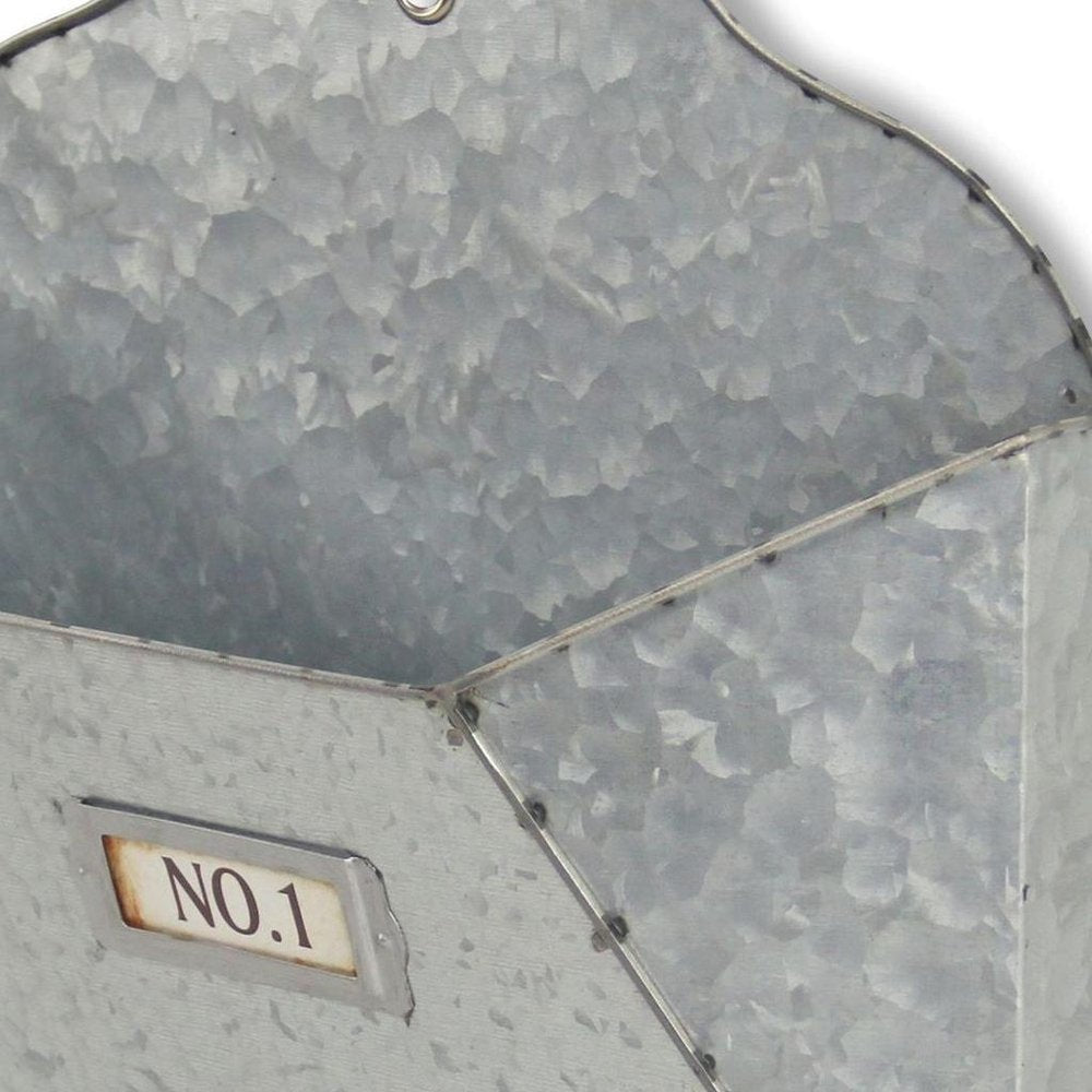 12" Gray Galvanized Metal Paper Organizer HomeRoots