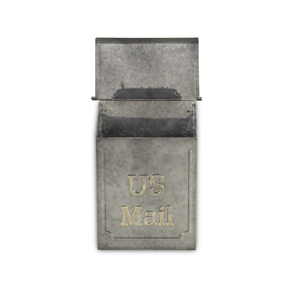 9" Gray Galvanized Metal Paper Organizer With Lid HomeRoots