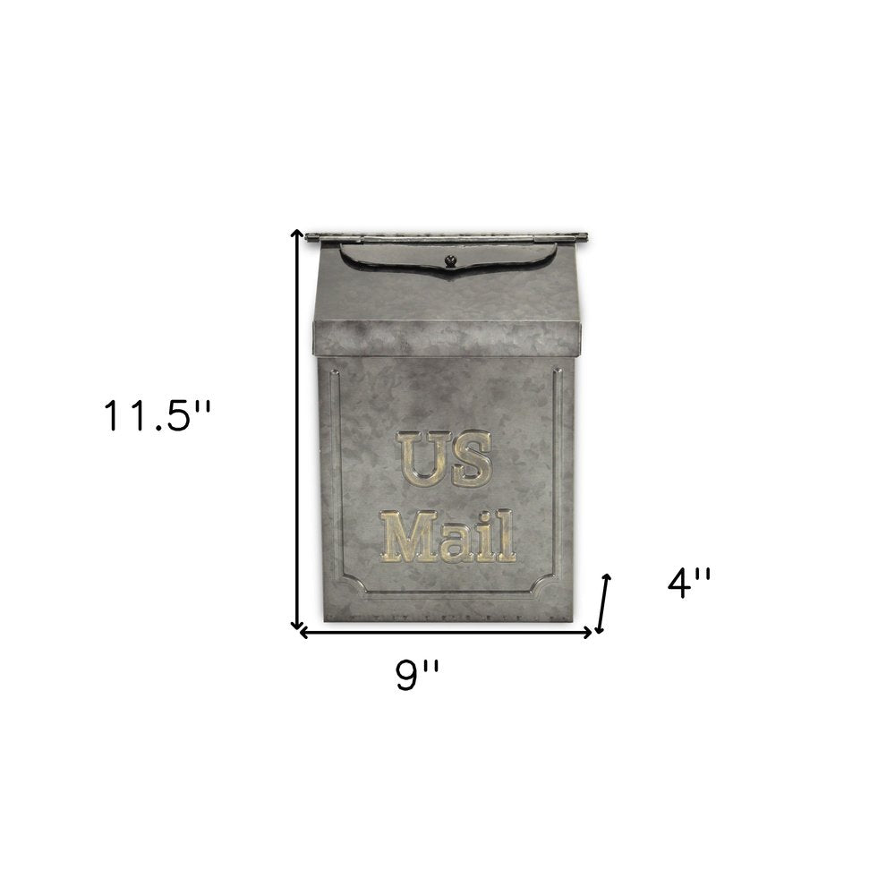 9" Gray Galvanized Metal Paper Organizer With Lid HomeRoots