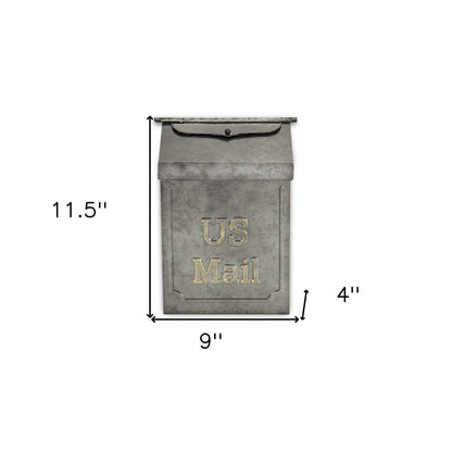 9" Gray Galvanized Metal Paper Organizer With Lid HomeRoots
