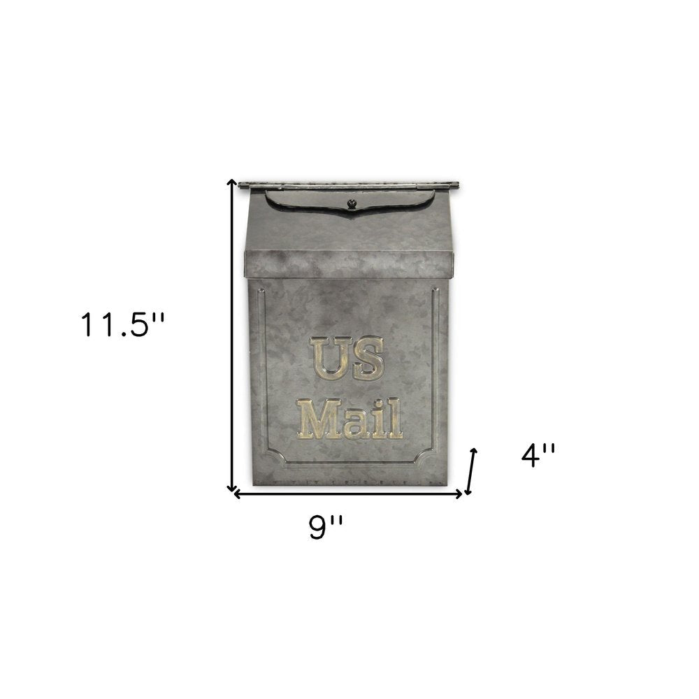 9" Gray Galvanized Metal Paper Organizer With Lid HomeRoots