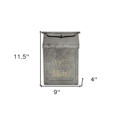 9" Gray Galvanized Metal Paper Organizer With Lid HomeRoots