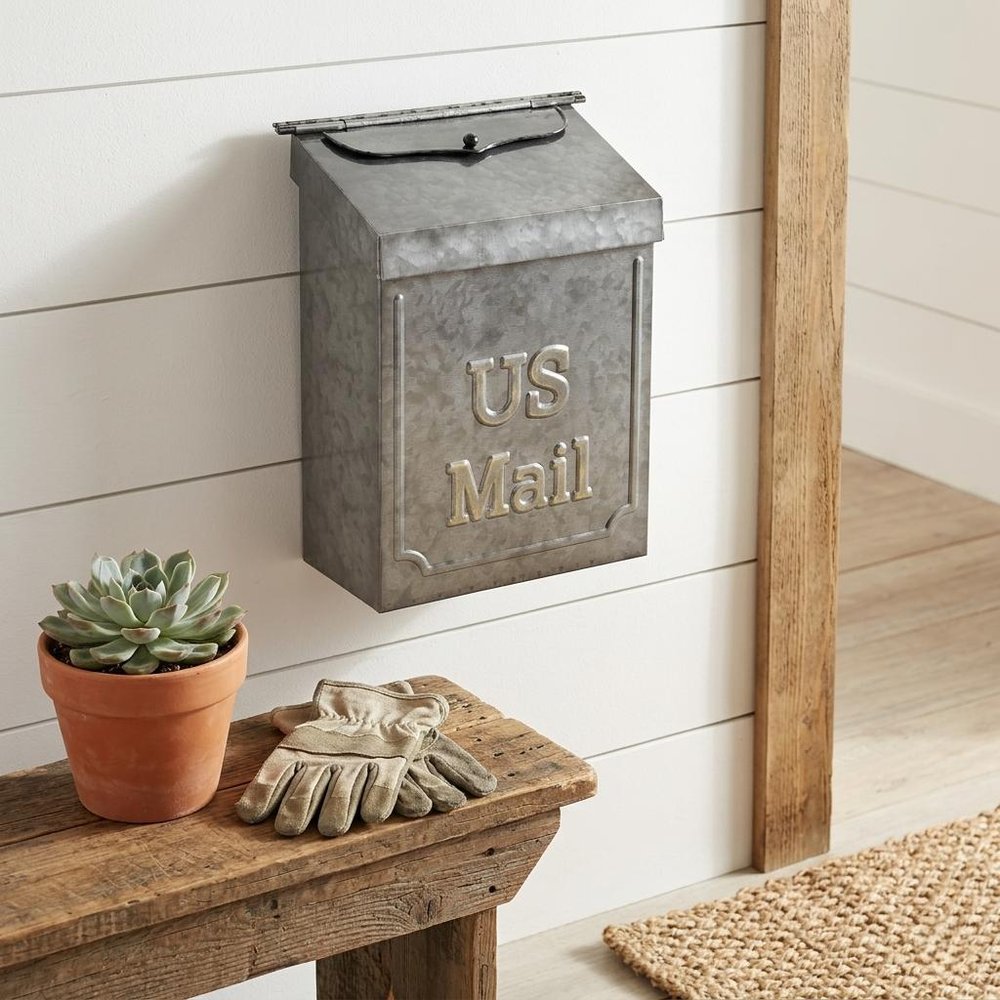 9" Gray Galvanized Metal Paper Organizer With Lid HomeRoots