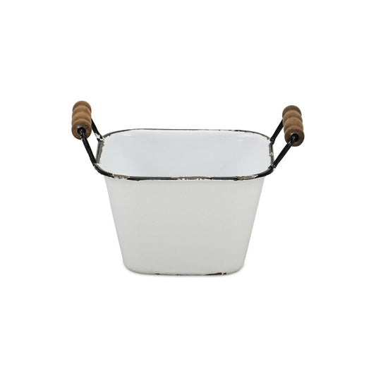 6" White Stackable Metal Bucket HomeRoots