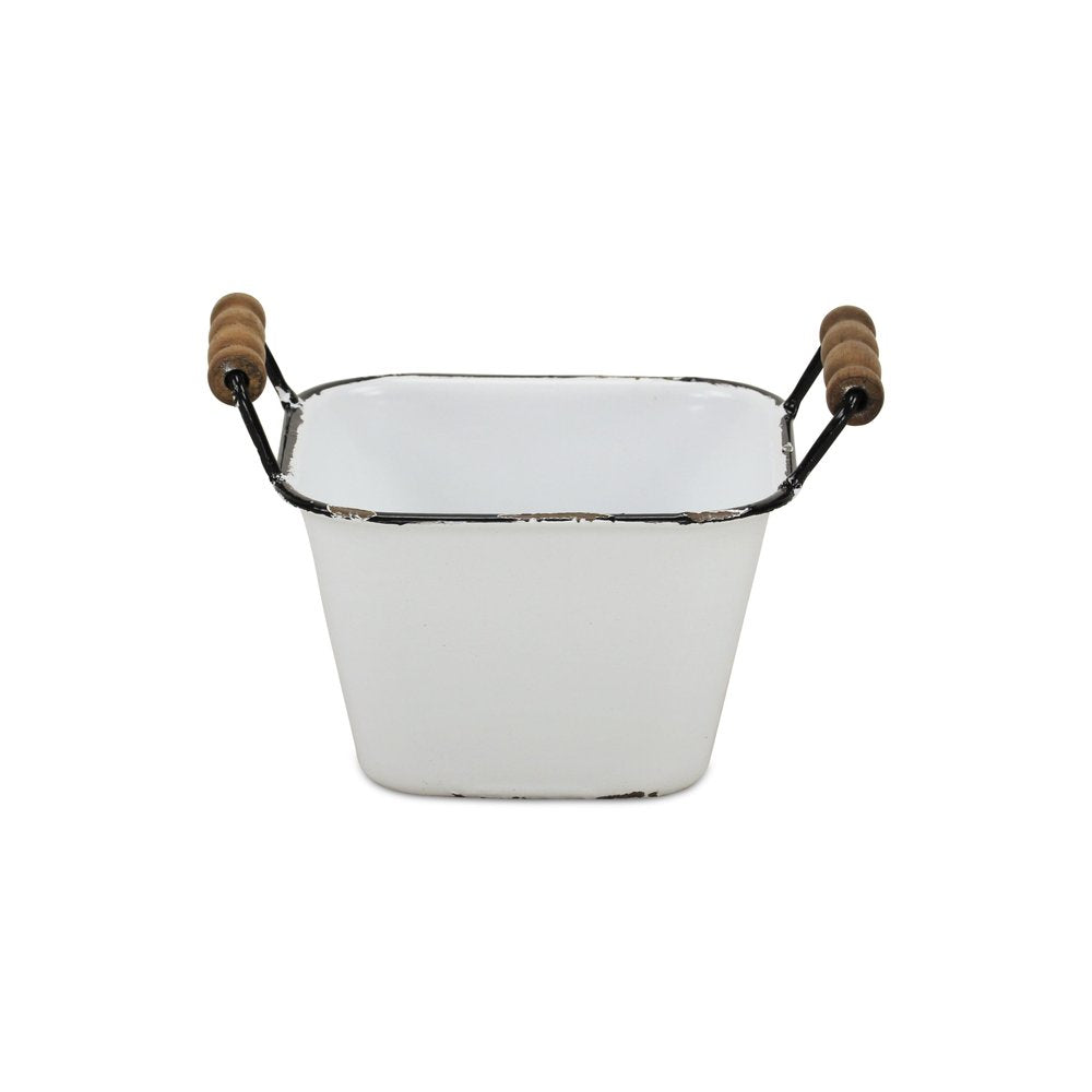 6" White Stackable Metal Bucket HomeRoots
