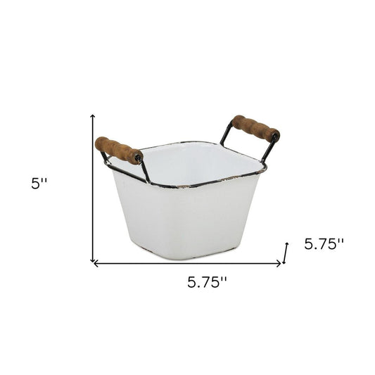 6" White Stackable Metal Bucket HomeRoots