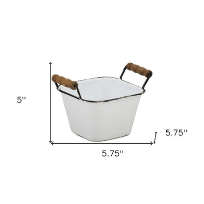 6" White Stackable Metal Bucket HomeRoots