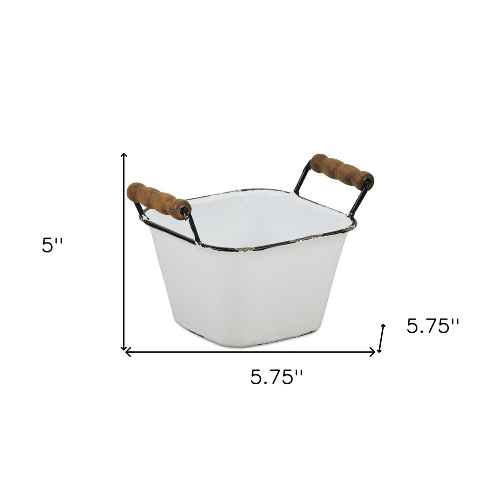 6" White Stackable Metal Bucket HomeRoots