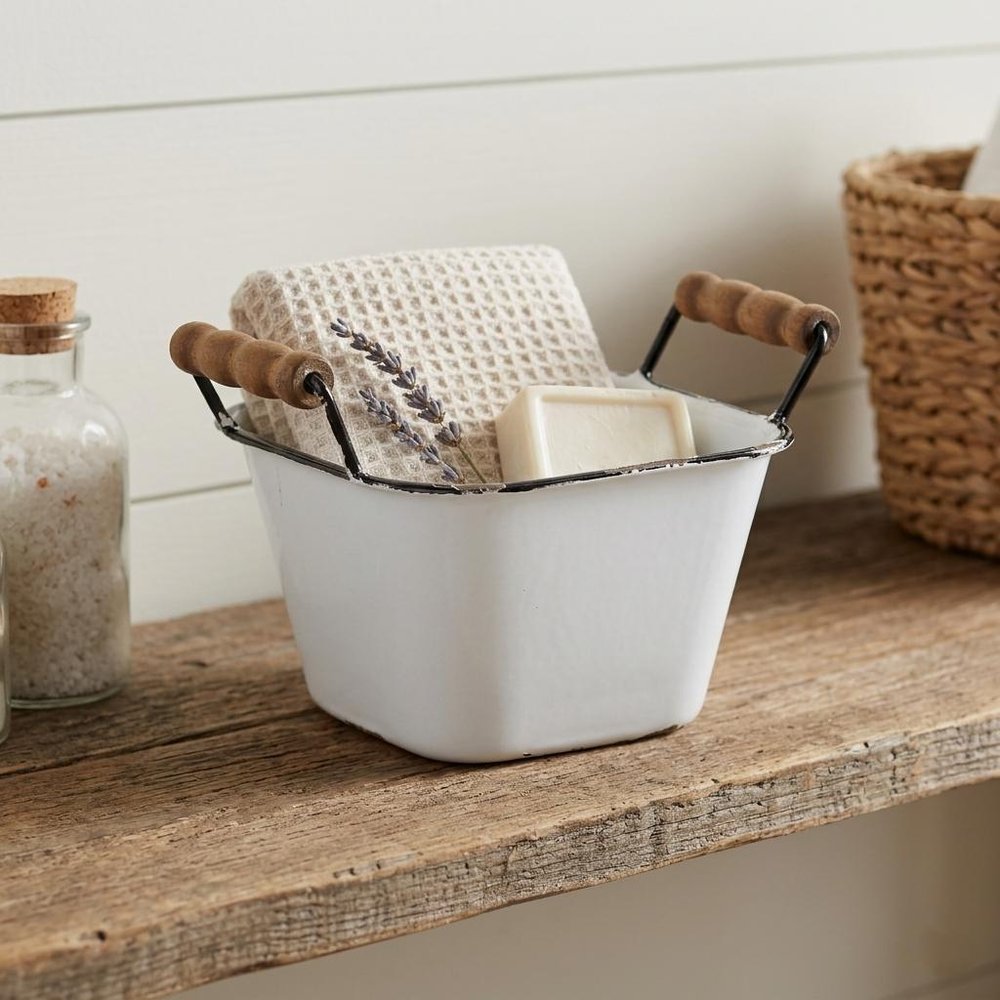 6" White Stackable Metal Bucket HomeRoots