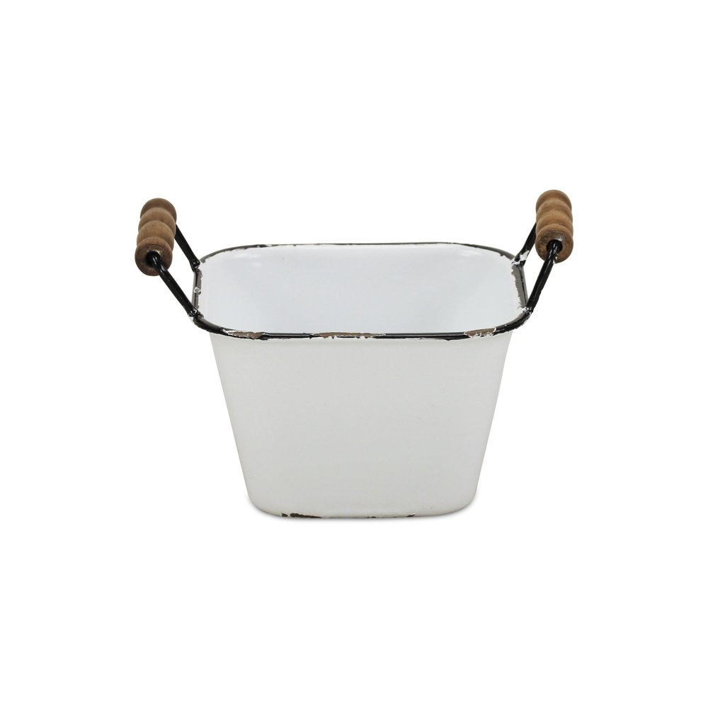 6" White Stackable Metal Bucket HomeRoots