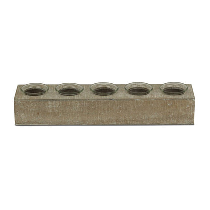 Set of Six Brown Solid Wood And Glass Additional Accessory HomeRoots