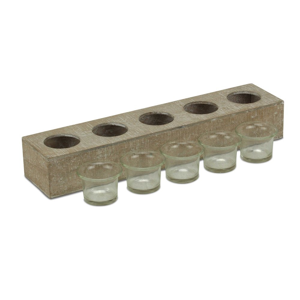 Set of Six Brown Solid Wood And Glass Additional Accessory HomeRoots