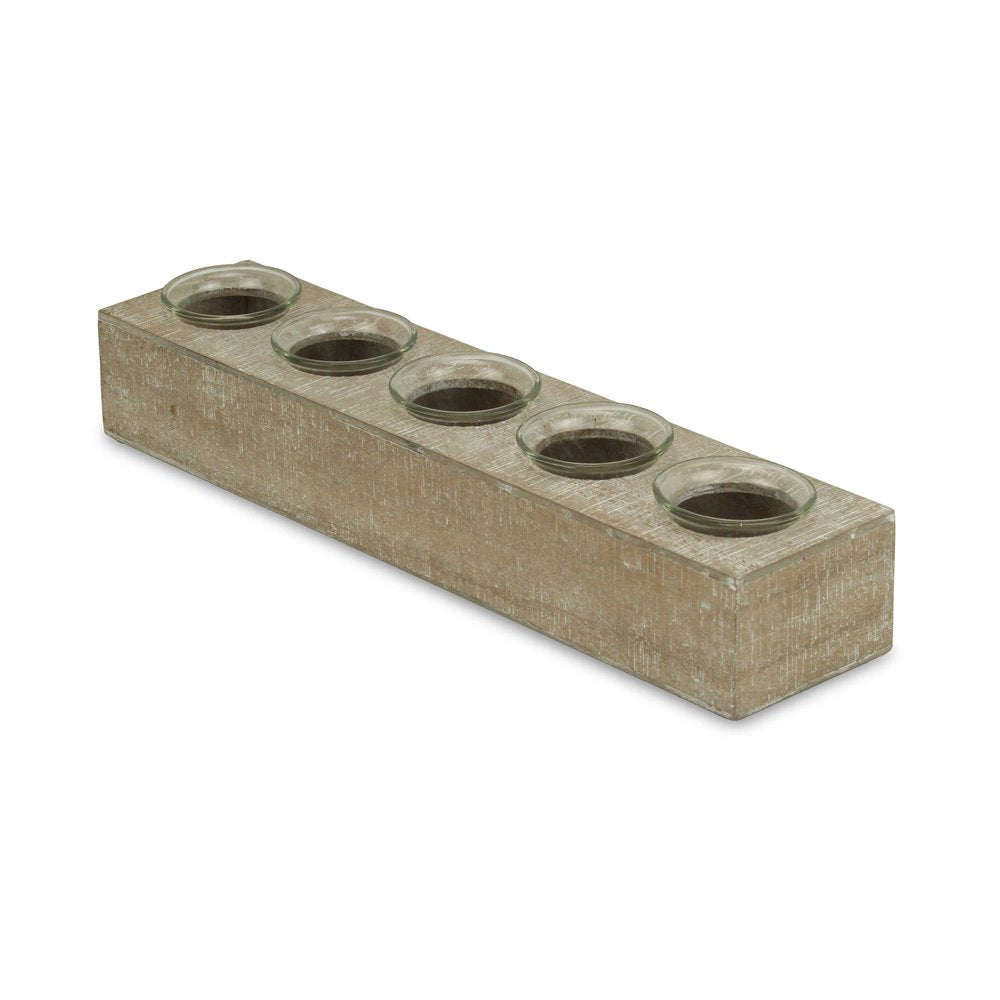Set of Six Brown Solid Wood And Glass Additional Accessory HomeRoots