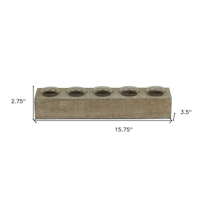 Set of Six Brown Solid Wood And Glass Additional Accessory HomeRoots