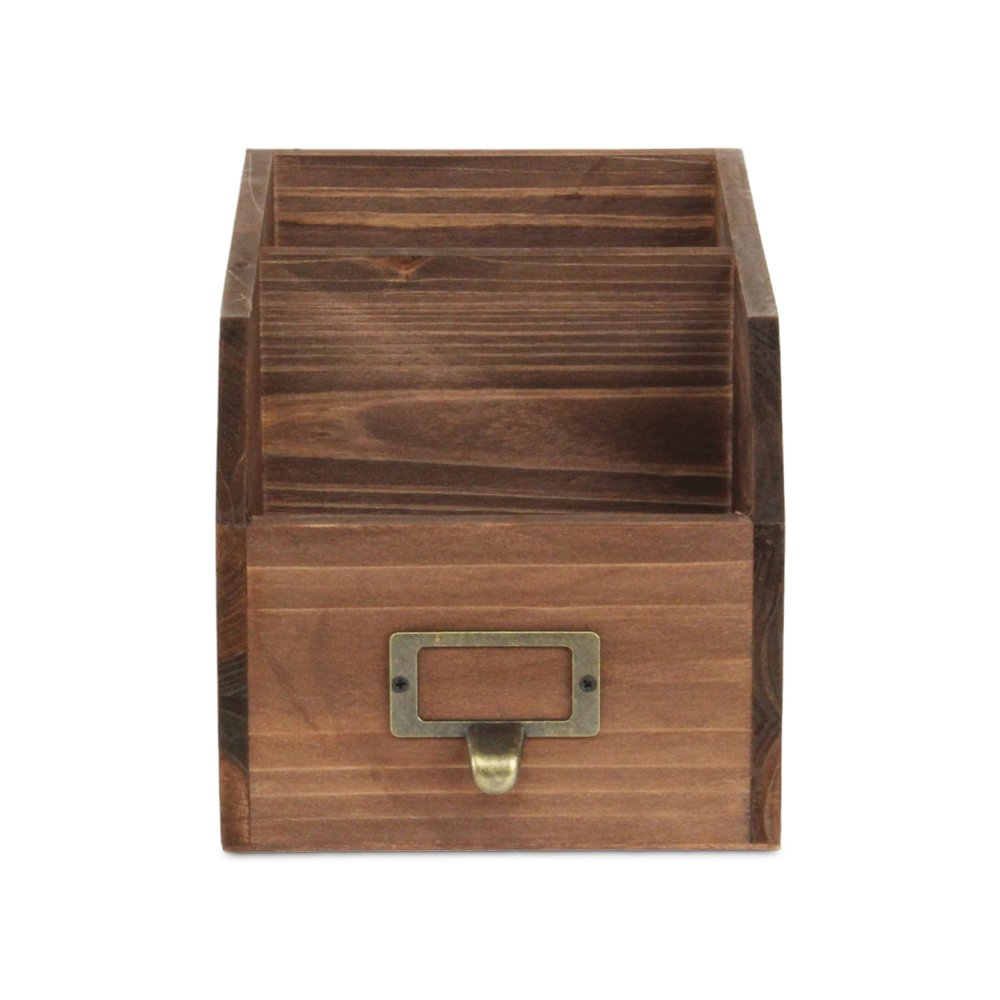 6" Brown Write-On Label Solid Wood Organizing Box HomeRoots