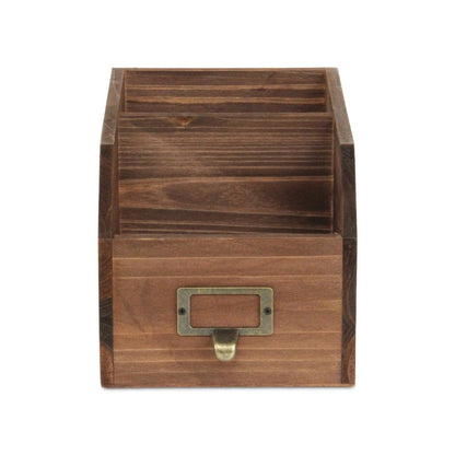 6" Brown Write-On Label Solid Wood Organizing Box HomeRoots