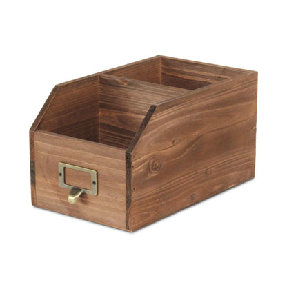 6" Brown Write-On Label Solid Wood Organizing Box HomeRoots