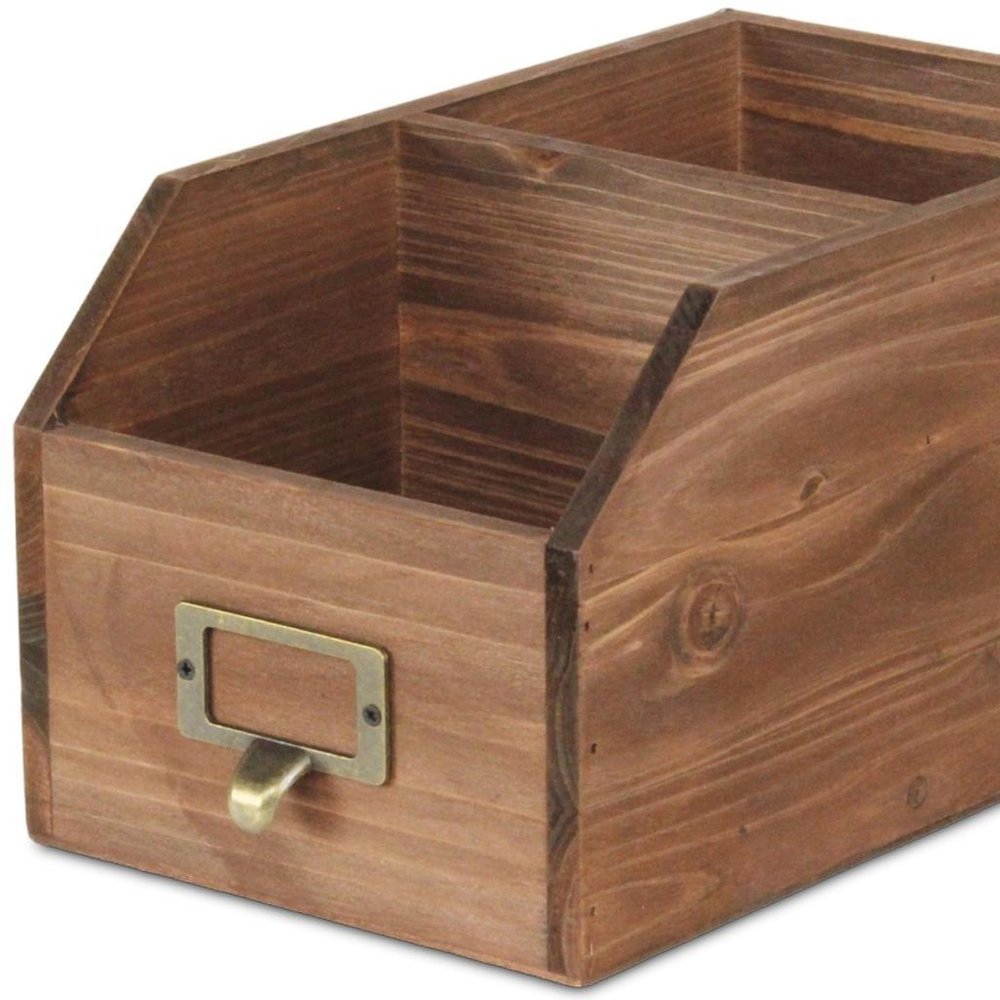 6" Brown Write-On Label Solid Wood Organizing Box HomeRoots