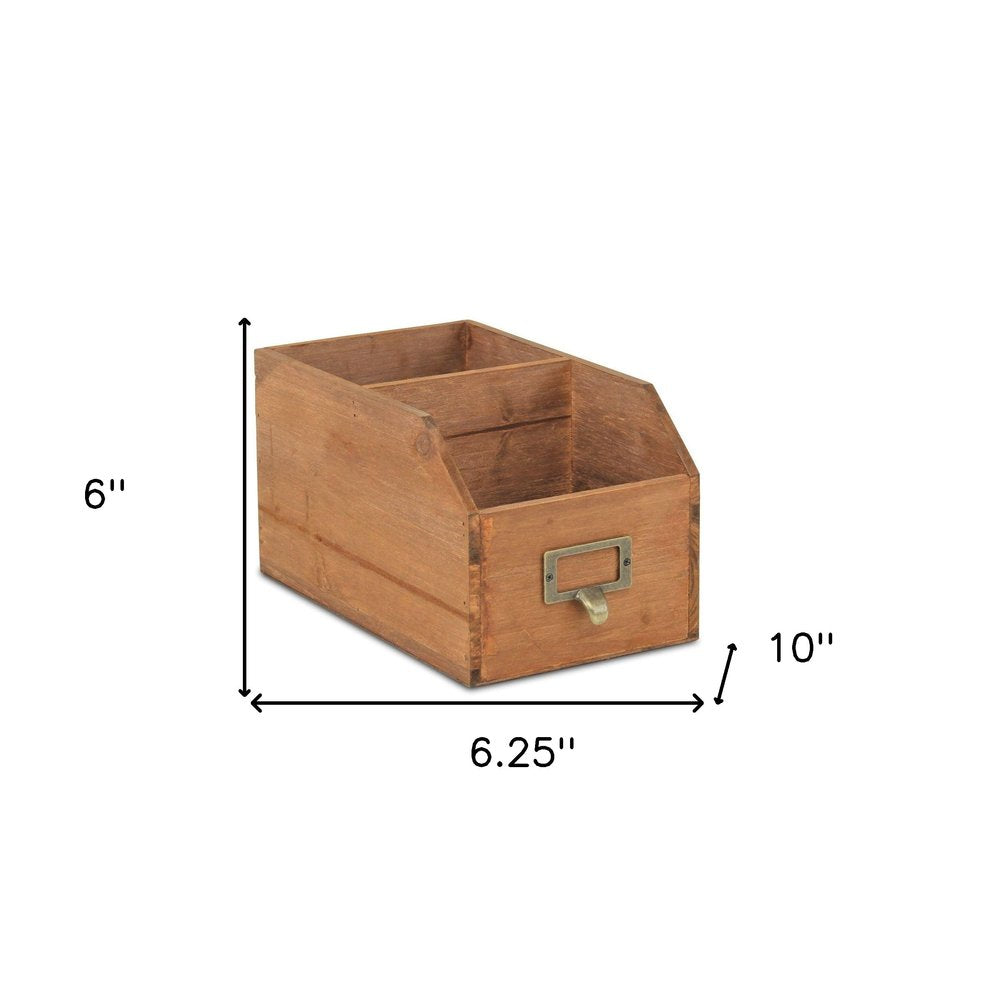 6" Brown Write-On Label Solid Wood Organizing Box HomeRoots