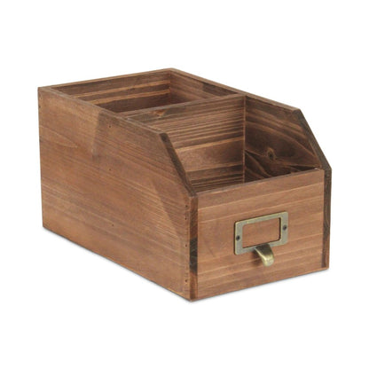 6" Brown Write-On Label Solid Wood Organizing Box HomeRoots