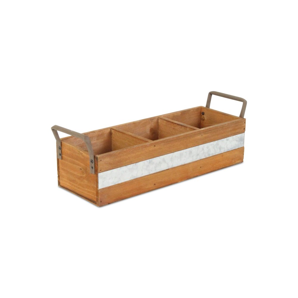 15" Brown Galvanized Solid Wood And Metal Organizing Box HomeRoots