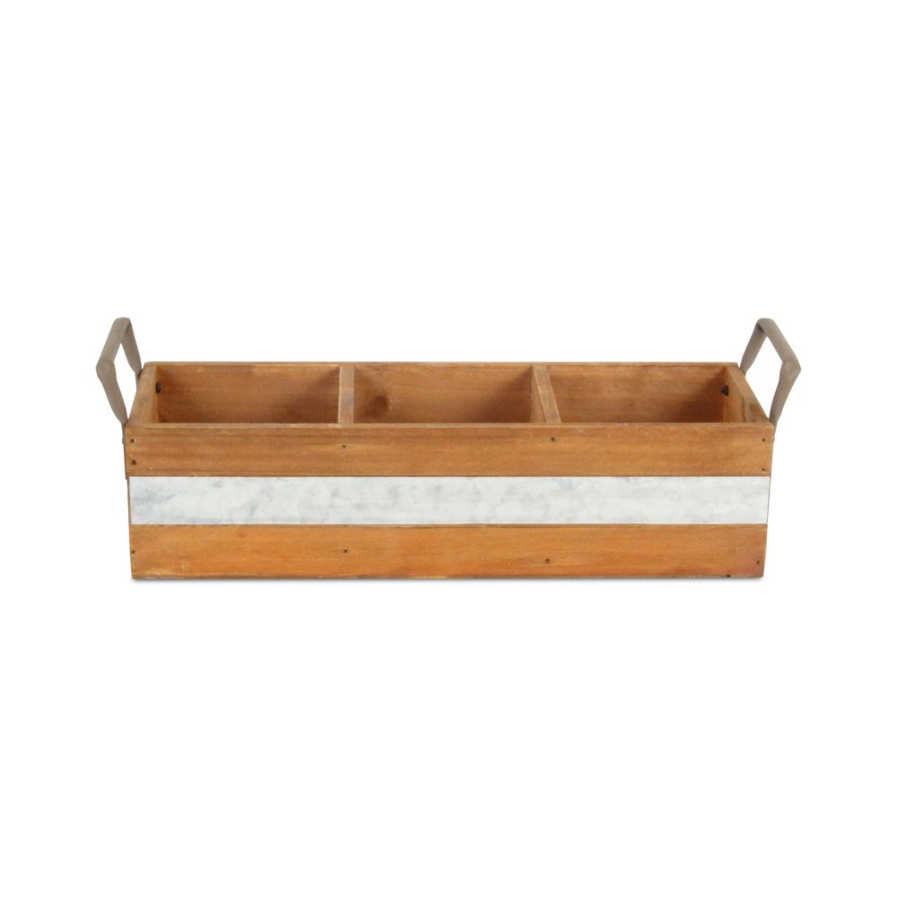 15" Brown Galvanized Solid Wood And Metal Organizing Box HomeRoots