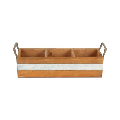 15" Brown Galvanized Solid Wood And Metal Organizing Box HomeRoots