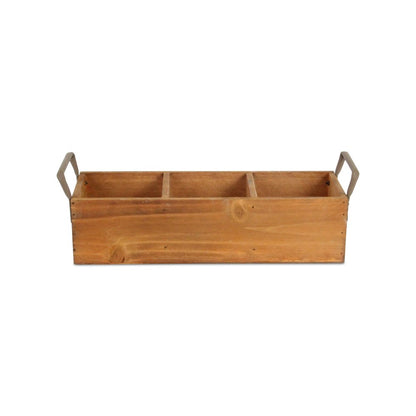 15" Brown Galvanized Solid Wood And Metal Organizing Box HomeRoots