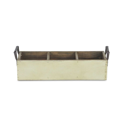 15" Antiqued White Galvanized Solid Wood And Metal Organizing Box HomeRoots