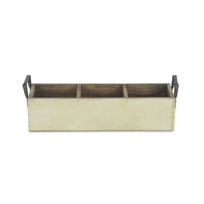15" Antiqued White Galvanized Solid Wood And Metal Organizing Box HomeRoots