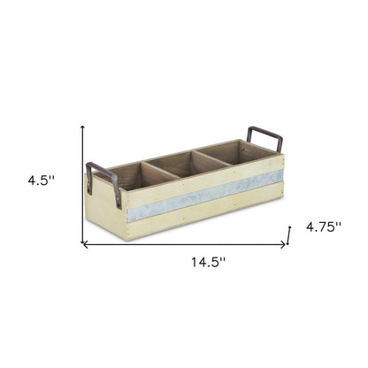 15" Antiqued White Galvanized Solid Wood And Metal Organizing Box HomeRoots